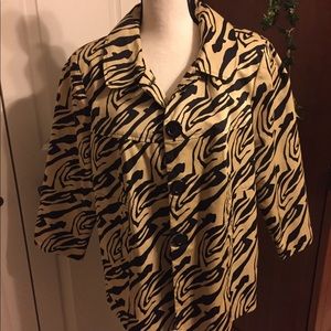 Ingredients blazer zebra print. Size 1X